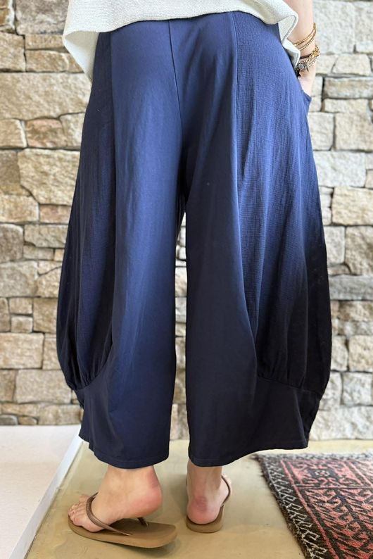 Jo Jo Quirky Hopsack Crop Pant Navy 